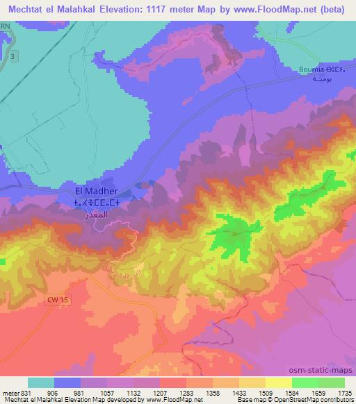 Mechtat el Malahkal,Algeria Elevation Map