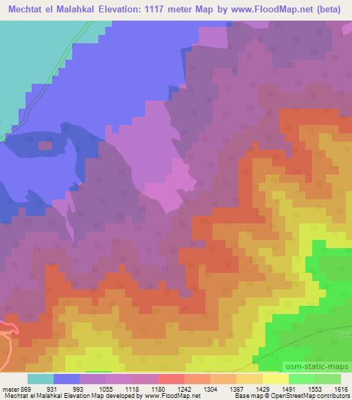 Mechtat el Malahkal,Algeria Elevation Map