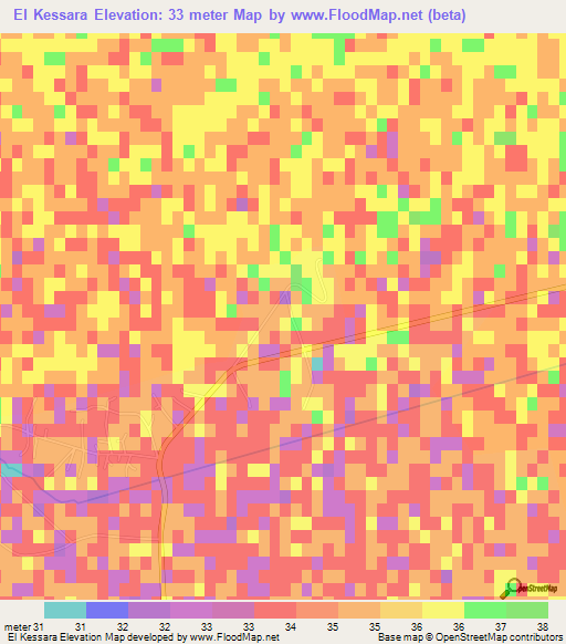 El Kessara,Algeria Elevation Map