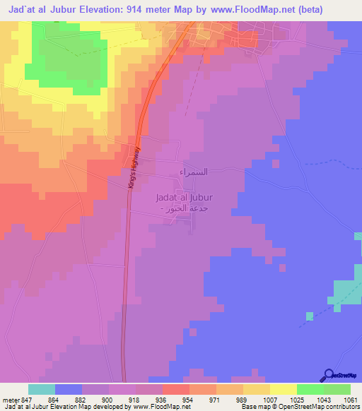 Jad`at al Jubur,Jordan Elevation Map