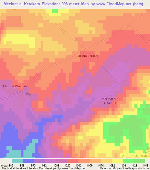 Mechtat el Kerakera,Algeria Elevation Map