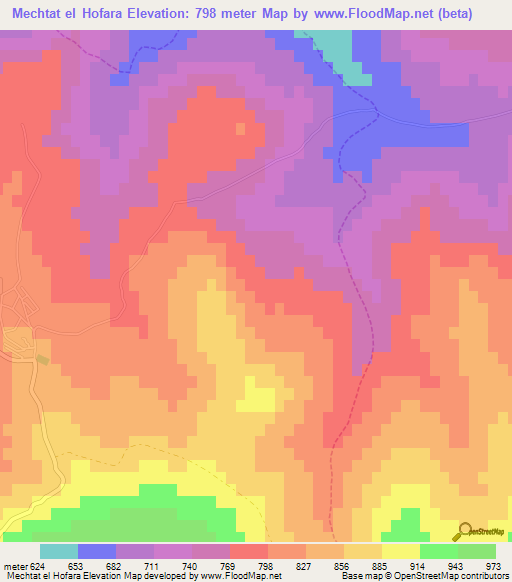 Mechtat el Hofara,Algeria Elevation Map