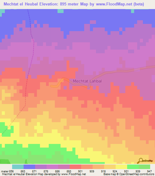 Mechtat el Heubal,Algeria Elevation Map