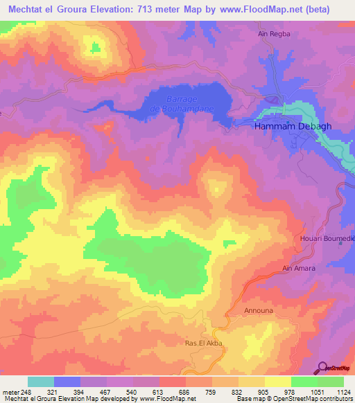 Mechtat el Groura,Algeria Elevation Map