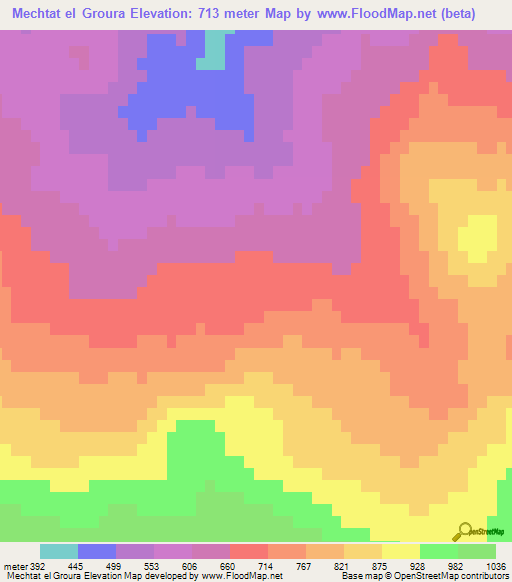 Mechtat el Groura,Algeria Elevation Map