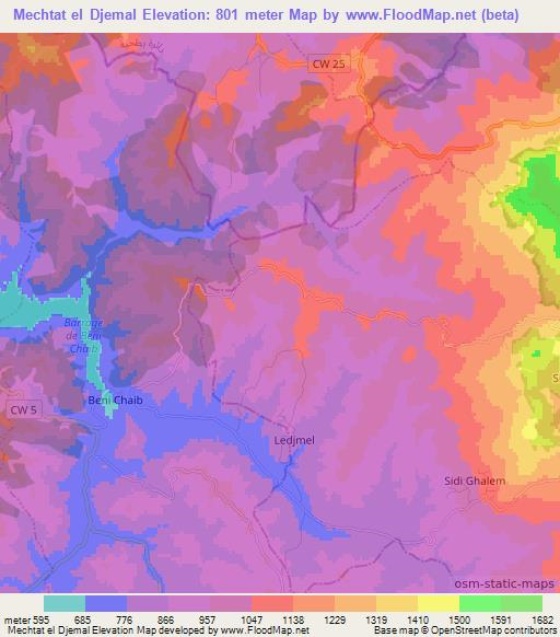 Mechtat el Djemal,Algeria Elevation Map