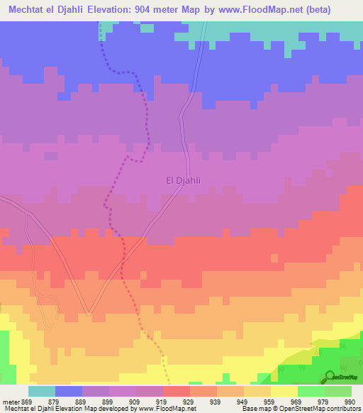 Mechtat el Djahli,Algeria Elevation Map