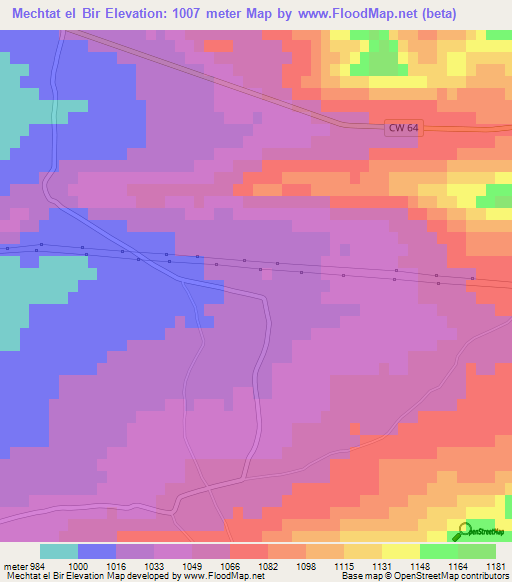 Mechtat el Bir,Algeria Elevation Map