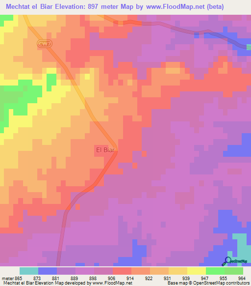 Mechtat el Biar,Algeria Elevation Map