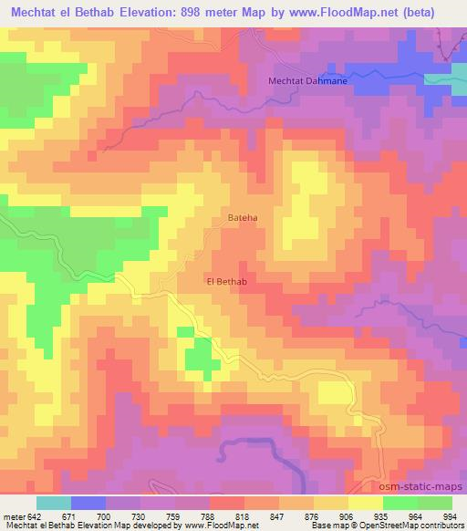 Mechtat el Bethab,Algeria Elevation Map