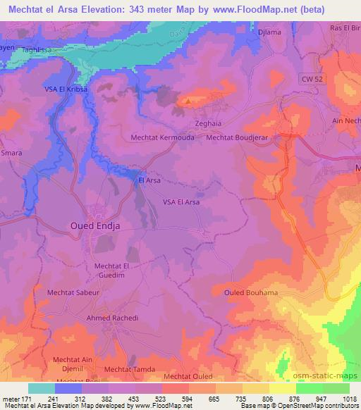 Mechtat el Arsa,Algeria Elevation Map