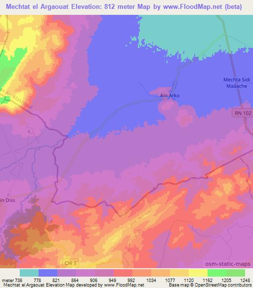 Mechtat el Argaouat,Algeria Elevation Map