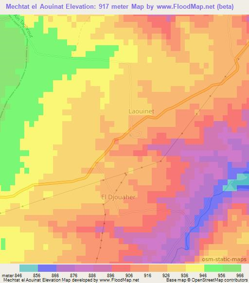 Mechtat el Aouinat,Algeria Elevation Map