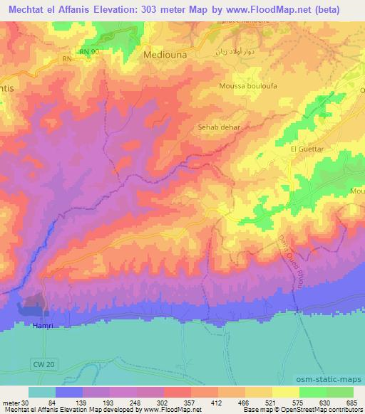 Mechtat el Affanis,Algeria Elevation Map