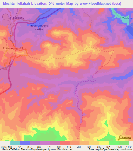 Mechta Teffahah,Algeria Elevation Map