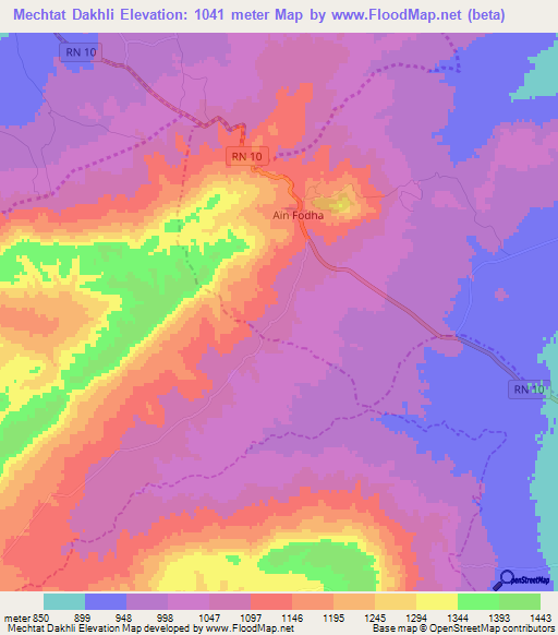 Mechtat Dakhli,Algeria Elevation Map