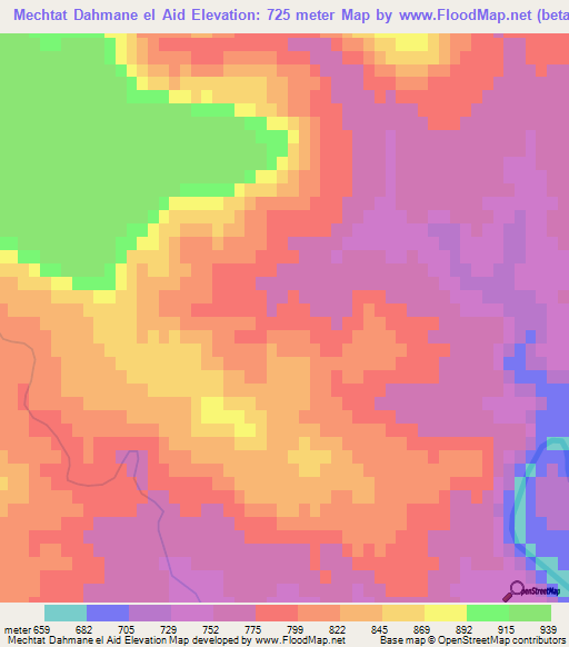 Mechtat Dahmane el Aid,Algeria Elevation Map