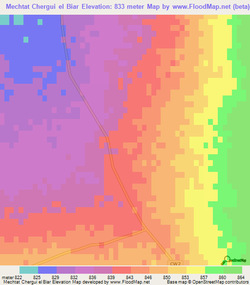 Mechtat Chergui el Biar,Algeria Elevation Map
