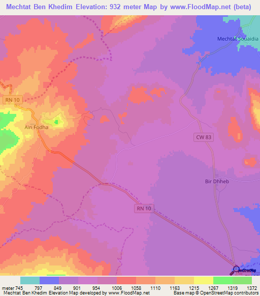 Mechtat Ben Khedim,Algeria Elevation Map