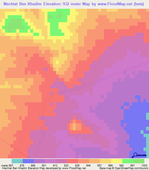 Mechtat Ben Khedim,Algeria Elevation Map