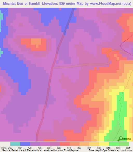 Mechtat Ben el Hambli,Algeria Elevation Map