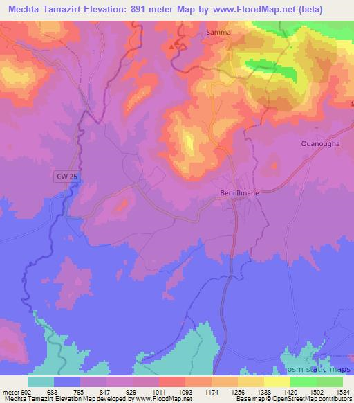 Mechta Tamazirt,Algeria Elevation Map