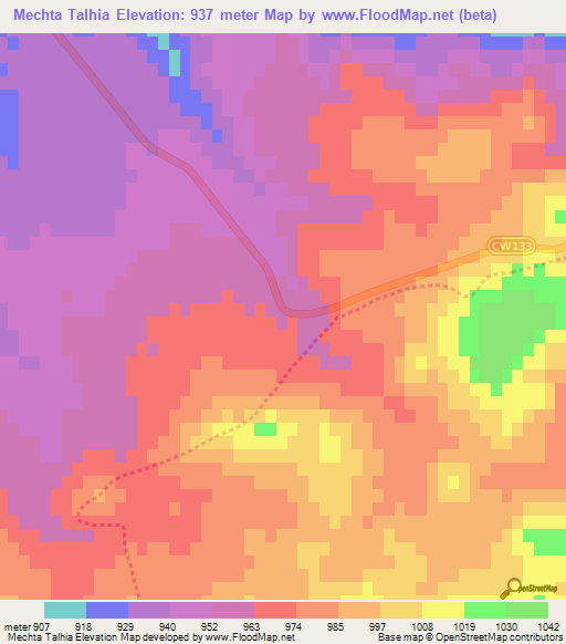 Mechta Talhia,Algeria Elevation Map
