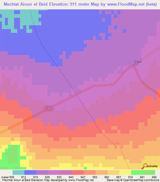 Mechtat Aioun el Beid,Algeria Elevation Map