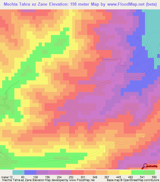 Mechta Tahra ez Zane,Algeria Elevation Map