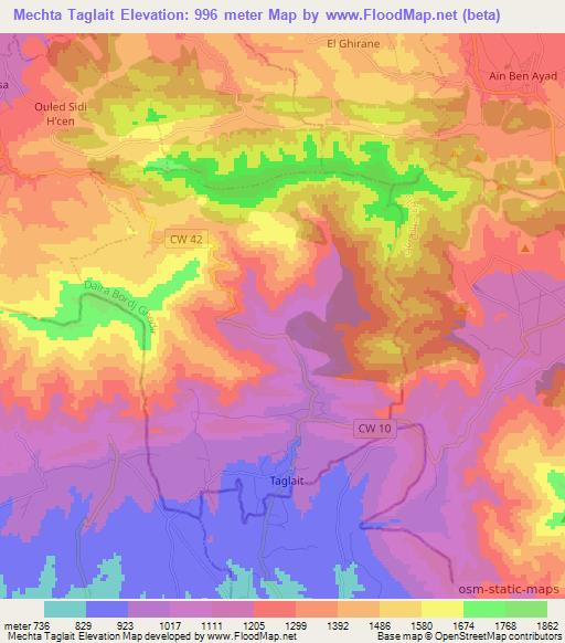 Mechta Taglait,Algeria Elevation Map