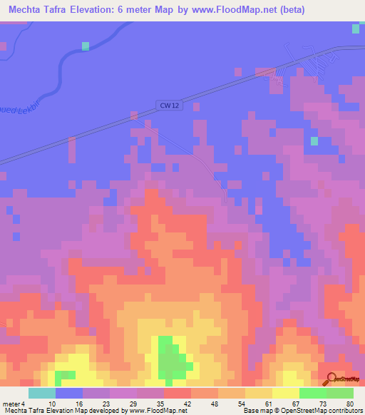 Mechta Tafra,Algeria Elevation Map