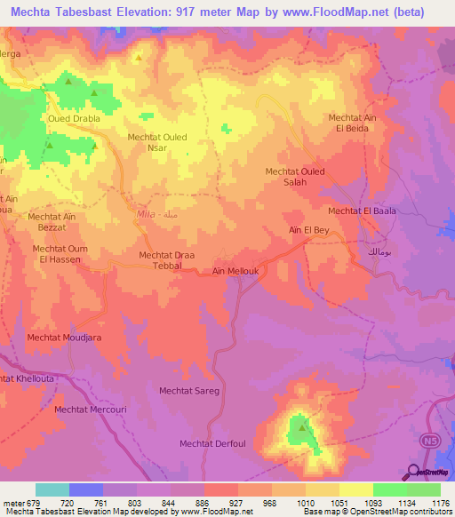 Mechta Tabesbast,Algeria Elevation Map