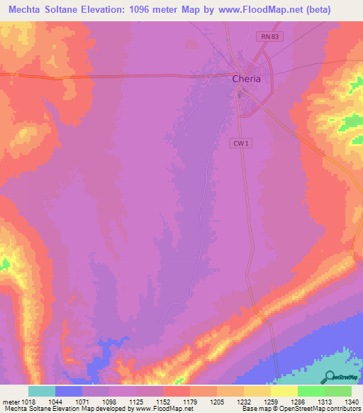 Mechta Soltane,Algeria Elevation Map