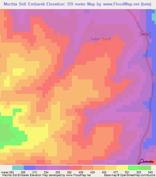 Mechta Sidi Embarek,Algeria Elevation Map