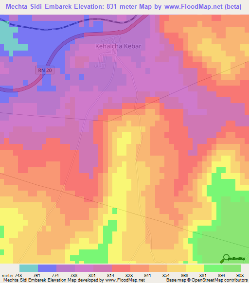 Mechta Sidi Embarek,Algeria Elevation Map