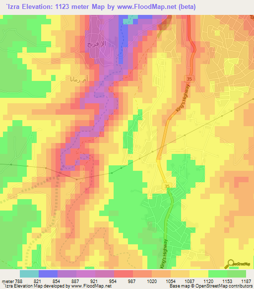 `Izra,Jordan Elevation Map