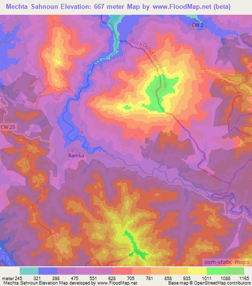 Mechta Sahnoun,Algeria Elevation Map