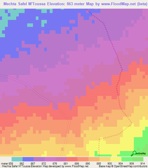 Mechta Safel M'Toussa,Algeria Elevation Map