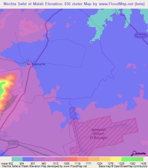 Mechta Safel el Malah,Algeria Elevation Map