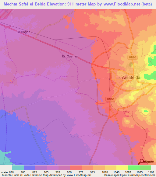 Mechta Safel el Beida,Algeria Elevation Map