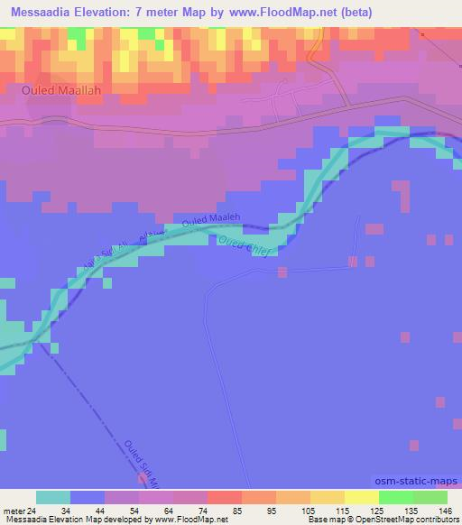 Messaadia,Algeria Elevation Map