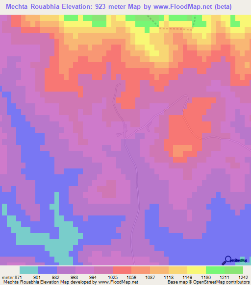 Mechta Rouabhia,Algeria Elevation Map