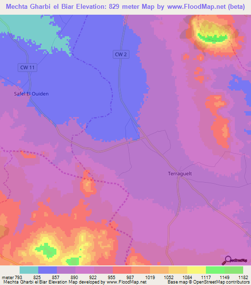 Mechta Gharbi el Biar,Algeria Elevation Map