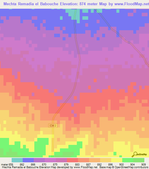 Mechta Remadia el Babouche,Algeria Elevation Map