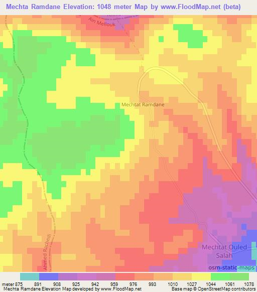 Mechta Ramdane,Algeria Elevation Map
