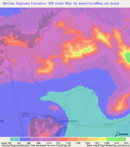 Mechta Ragouba,Algeria Elevation Map