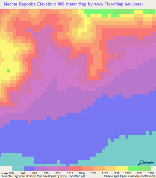 Mechta Ragouba,Algeria Elevation Map