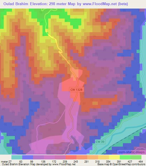 Oulad Brahim,Algeria Elevation Map