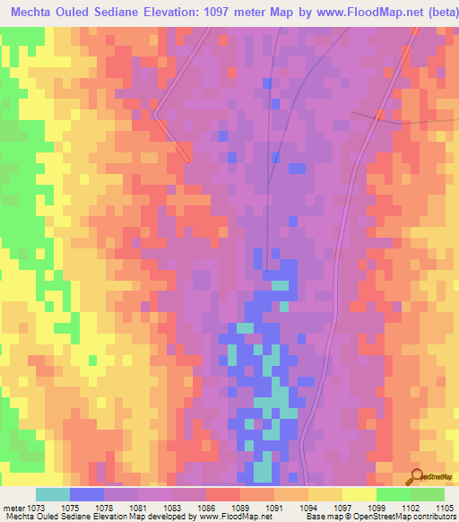 Mechta Ouled Sediane,Algeria Elevation Map