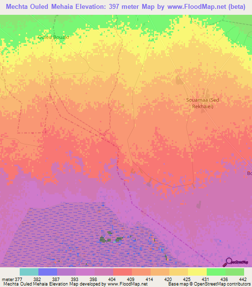 Mechta Ouled Mehaia,Algeria Elevation Map